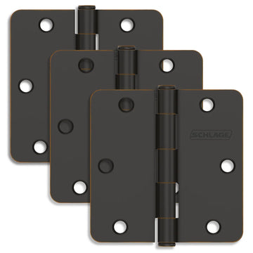 Schlage Residential Pack of Three 3.5" x 3.5" 1/4" Radius Corner Plain Bearing Mortise Hinges
